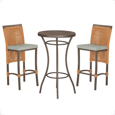 Imagem de Mesa Bistrô 2 Banquetas Roma Marrom Corda Náutica 3 Trama Terra Cota