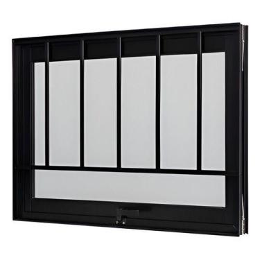 Imagem de Janela De Banheiro Vitro Maxim Ar 50x50 Alumínio Preto Grade Preto - R