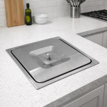 Imagem de Lixeira de Embutir Aço Inox 304 Escovado Resistente 5 L Lixeira Quadra