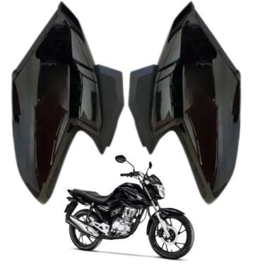 Imagem de Asa Aba Lateral Aleta Tanque Honda Cg Fan 160 Preto Brilho 2022 2023 2