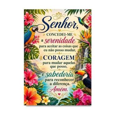 Imagem de Placa Decorativa Oração da Serenidade Jardim Tropical Vivo 30x42cm - Q