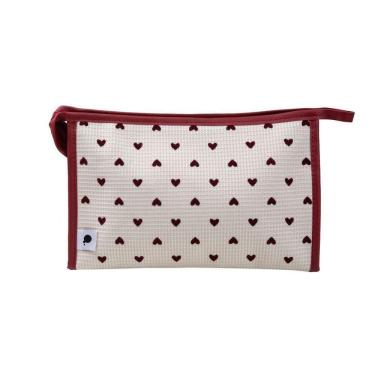 Imagem de Necessaire Básica Coração Poliéster Estampa Off White Detalhes Vermelho Imaginarium