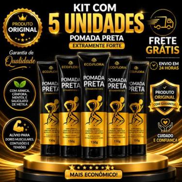 Imagem de Pomada Preta Eco Flora Original kit 5un Extra Forte Alivio Rapido 150g