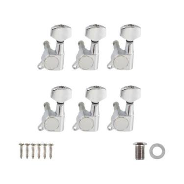 Imagem de Tarraxas De Guitarra Elétrica Cromadas Pretas E Douradas 6L 6R Botão P