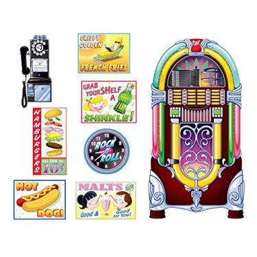 Imagem de Beistle Placas soda Shop e adereços jukebox, 28 cm a 1,5 m, 8 peças no pacote
