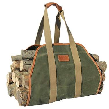 Imagem de Bolsa de lona encerada INNO STAGE, suporte de lenha 101,6 cm x 48,2 cm, acessório de fogão de lareira de madeira, PB17-122 Wax Green, Verde