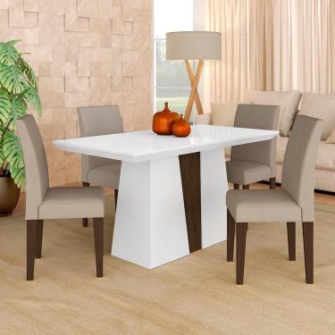 Imagem de Mesa Com 4 Cadeiras Turim 1,36 Branco/imbuia/bege - Móveis Arapongas
