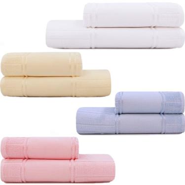 Imagem de Jogo De Toalha 2 Peças - Banho + Rosto Aveludado Para Bordar - Artesanalle Dohler - Emcompre