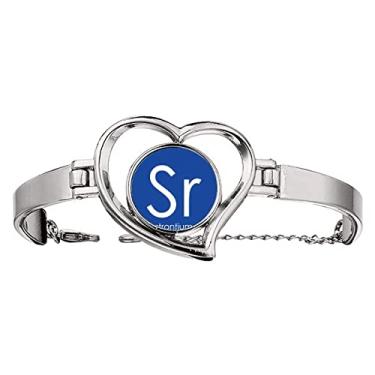Imagem de N/A N/A Chestry Elements Tabela Período Alcalina Terra Metal Strontium Sr Pulseira Coração Joia Pulseira Fio Pulseira, medium, metal