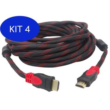 Imagem de Kit 4 Cabo Hdmi 1.4 10 Metros 10m FullHd 1080p Lcd Ps3 Xbox