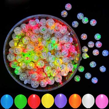 Imagem de 100 peças de luzes LED multicoloridas, mini luz LED redonda JJGoo Flash para balão, ovos de Páscoa, abóbora, festa de aniversário, casamento, Halloween, Natal.