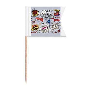 Imagem de Caixa de diálogo de desenho animado, diagrama de palito, bandeiras de rotulagem para bolo de festa, placa de queijo