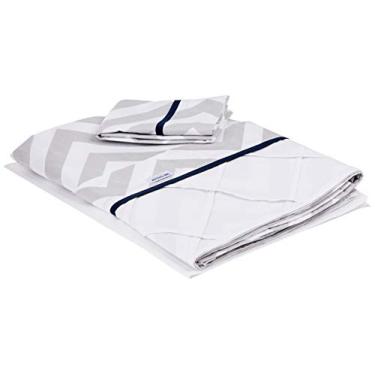 Imagem de Biramar Baby Lencol Berco 3 Pcs Percal 180 Fios Estampado Brooklyn Chevron Cinza/Marinho Marinho