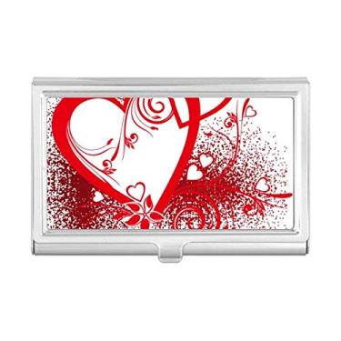 Imagem de Porta-cartões de visita com flores e corações vermelhos brancos para dia dos namorados