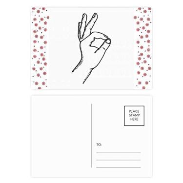Imagem de OK Gesture Line Desenho Padrão Natal Flor Celebração Cartão Postal Blessing Mailing Card