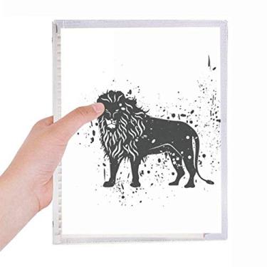 Imagem de Caderno de leão mexicano simples preto e branco folhas soltas diário recarregável artigos de papelaria