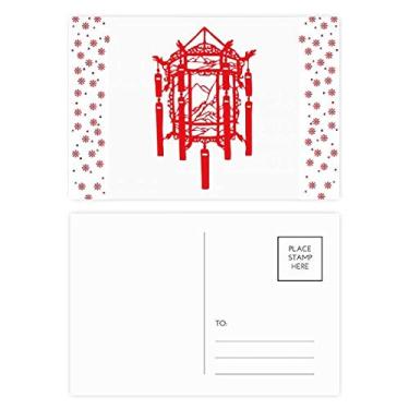 Imagem de Cartão postal da Bênção Cartão postal de Natal com corte de papel chinês da Lanterna Vermelha