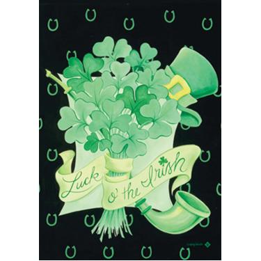 Imagem de Toland Home Garden Buquê irlandês bandeira decorativa de casa de dia de São Patrício trevo verde da sorte 60 x 100 cm