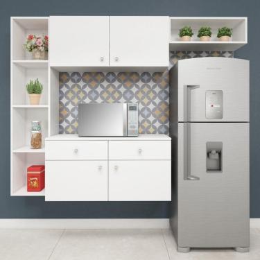 Imagem de Cozinha Compacta Suspensa com 5 Nichos 4 Portas e 2 Gavetas Itapuã Espresso Móveis Branco
