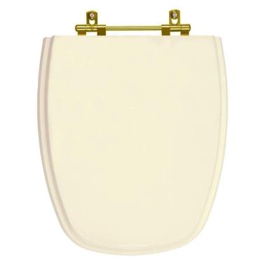 Imagem de Assento Sanitário Poliéster Monte Carlo Creme para vaso Deca Com Ferragem Dourada