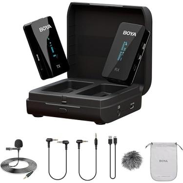 Imagem de BOYA BY-XM6-K1 microfone Lavalier sem fio, microfone sem fio de exibição OLED para câmera/iPhone/Android com estojo de carregamento, perfeito para YouTube Tiktok Entrevista Live Stream Vlogging