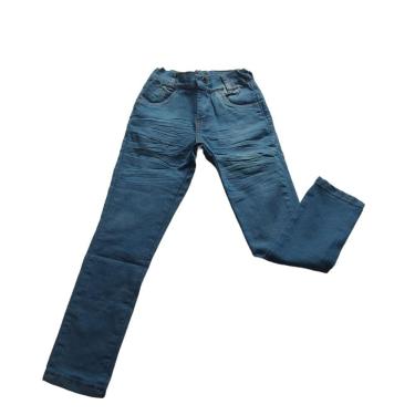 Imagem de Calça Jeans Infantil Menino Juvenil Masculina quadril amassadinho Lycra 4 a 10 anos azul Claro