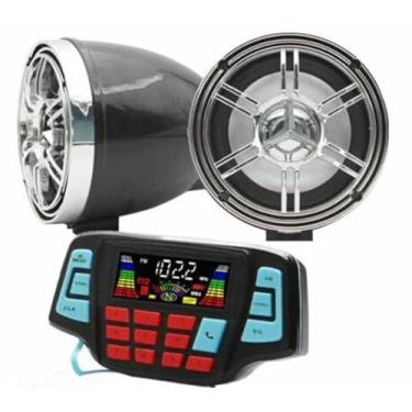 Imagem de UTV ATV Amplificador Bluetooth Sistema de Som Alto-falantes Mãos-Livres FM Sistema de Áudio USB Alto-falantes Estéreo 3 Polegadas Motocicleta 12V Áudio Impermeável para iPhone/iPod/MP3 (Alto-falante
