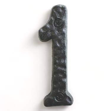 Imagem de NACH Números de casa para fora, números de endereço pretos de 10 cm para casa - Número 1 - Números rústicos para exterior com ferragens de montagem