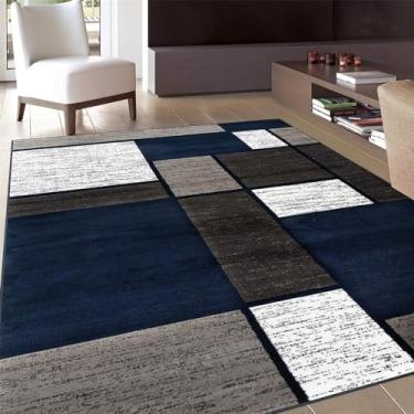 Imagem de Azul cinza quadrado tapete para sala de estar decoração casa sofá mesa grande área tapetes quarto cabeceira pé esteira rastejando, 02,80x160cm 32x63 polegada