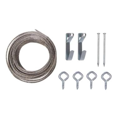 Imagem de Rocky Mountain Goods Conjunto de pendurar imagens pesadas – Pendure até 13,6 kg – 3 metros de arame pesado, 2 ganchos, 2 pregos e 4 olhos – Ótimo para pendurar imagens grandes e pesadas