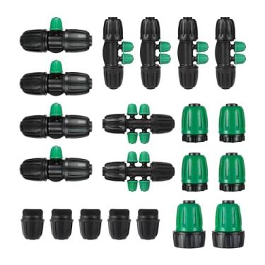 Imagem de Adaptador de torneira padrão dos EUA 2 peças, torneira de 3/10.2 cm para encaixe de irrigação por gotejamento de 1/5.1 cm, 2 peças, conector de 6 vias, 4 peças, conector de 3 vias, 4 peças, plugue de