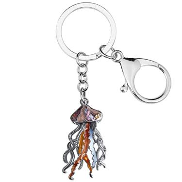 Imagem de DALANE Chaveiros de liga de esmalte animais oceânicos chaveiro de carro vida marinha novidade joias pingentes presentes para mulheres meninas crianças, Marrom, 38mm x 22mm