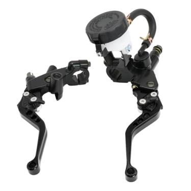 Imagem de ZSDTRP Motocicleta 7/8" 22mm Guiador Cilindro Mestre Alavanca de Embreagem Conjunto Esquerda e Direita Universal Compatível com Motocicleta Street Sport Dirt Pit Mini Bike Scooter ATV (Preto)