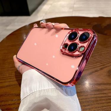 Imagem de Capa de telefone transparente para iphone 15 14 11 12 13 14 pro max mini xs x plus chapeamento capa protetora de silicone, cor vermelha, para iphone 14