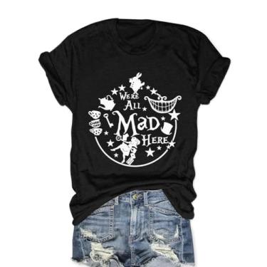 Imagem de Camiseta feminina vintage mágica longa vida toda a magia nós fizemos camisetas engraçadas manga curta, D - preto, GG