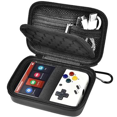 Imagem de casmilee Capa Compatível Com Console De Jogos Portátil Miyoo Mini Plus, Suporte Para Player Portátil E Cartão Tf Externo 64G, Com Bolso De Malha Para Cabo De Carregamento, Baterias E Acessórios - Pret