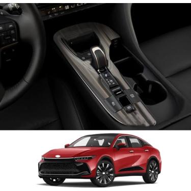 Imagem de GZPLMYKJYXGSPL Painel de manípulo de mudança de marchas de carro para Toyota Crown 2023 2024 2025 acessórios, acabamento interno de carbono, consoles centrais, botas, estrutura de cobertura (Mogno)