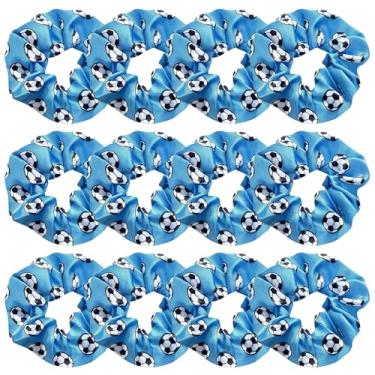 Imagem de 12 peças de cabelo de futebol brilhante Scrunchies Uniformes de futebol Scrunchie desempenho escolar/esportes/prática/festa/ginástica Scrunchie suporte de rabo de cavalo para meninas cosplay show