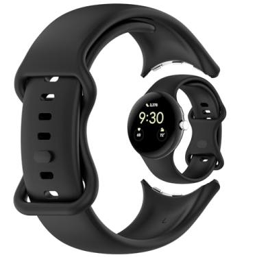 Imagem de AWADUO Compatível com Google Pixel Watch 3 de 45 mm, pulseira de silicone, macia e durável, acessórios para relógio inteligente (preto)