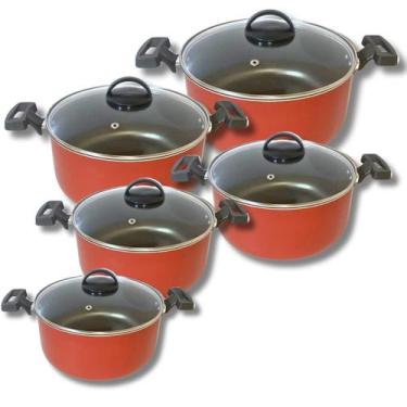 Imagem de Jogo De Panelas 5 Peças Antiaderente Com Tampa De Vidro GAL - Marcolar