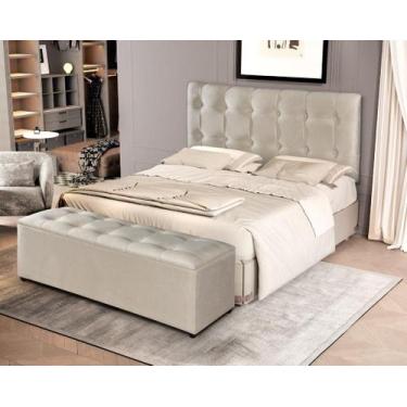 Imagem de Conjunto Recamier Baú Cabeceira Cama Milão 140 cm Sapateira Puff Close