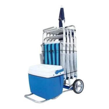 Imagem de Carrinho De Praia Carrega Até 5 Cadeiras Cooler Com Avanço - MOR