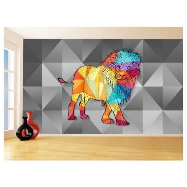 Imagem de Papel De Parede Animais Pop Art Leão Rei Selva 3,5M Pxa57 - Você Decor