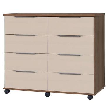 Imagem de Cômoda Athenas 8 Gavetas com Rodízios Rud Rack Cor Cedro Areia