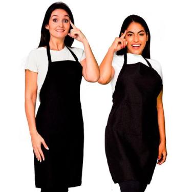Imagem de Avental Frontal Liso Bolso Grande Oxford Preto Lojaloja - Loja Loja