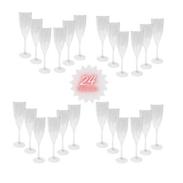 Imagem de Kit Taça Champanhe Espumante Acrílico 180ml Transparente Premium - LSC