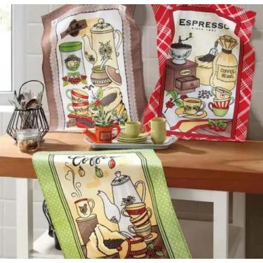 Imagem de Kit 24 Panos de Copa Felpudo Estampado Dohler, Coffee