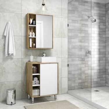 Imagem de Gabinete para Banheiro com Cuba e Espelheira Nichos - Ozini