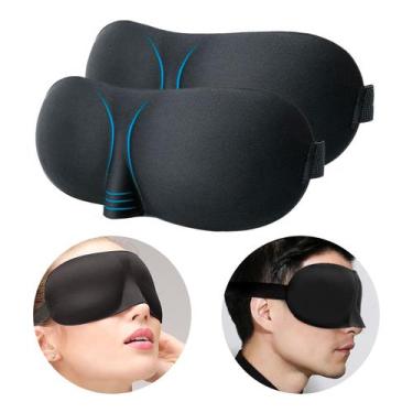 Imagem de Kit 2x Máscara Tapa Olhos Para Dormir 3D Unissex Blackout Confortável 