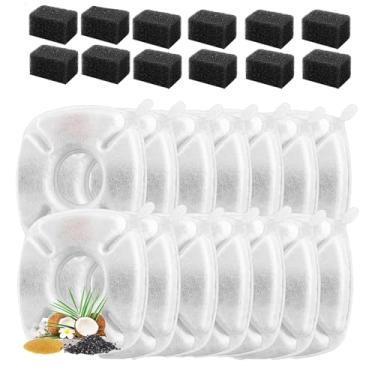 Imagem de Adequado para filtros de fonte de água Veken Cat - Filtros de substituição e esponjas para água limpa e fresca - Compatível com fonte Veken Pet (14 filtros + 14 esponjas)
